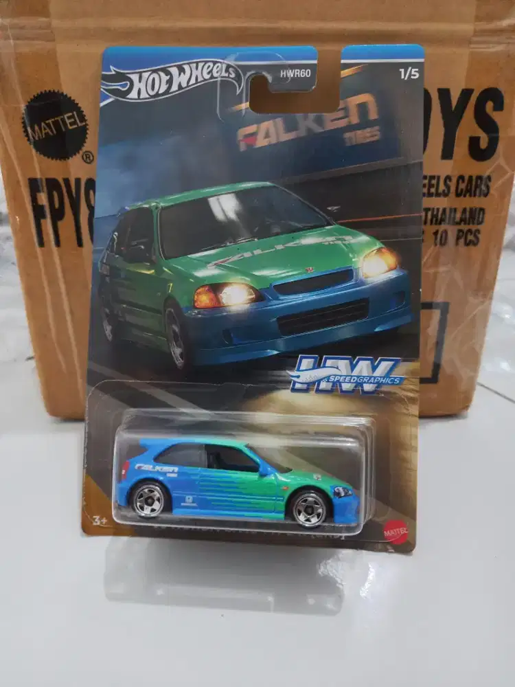 Diecast Miniatur Mainan Hotwheels Honda Civic EK9 Falken