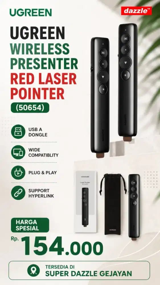 UGREEN WIRELESS PRESENTER RED LASER POINTER (50654)