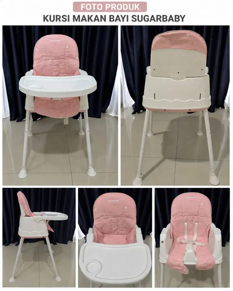 Kursi Makan Bayi Sugarbaby 6 in 1 Pink Putih Preloved