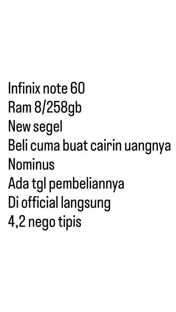 INFINIX NOT 60 BARU