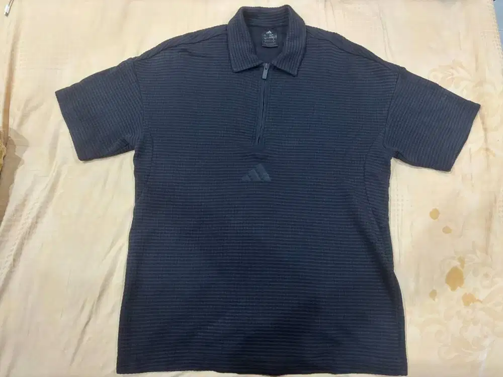 Baju Adidas Lifestyle All SZN Waffle Knit Half-Zip Polo Men Black