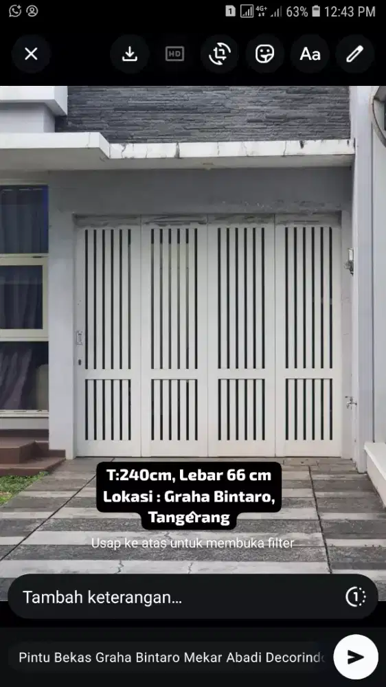Pintu wina bekas 4 daun