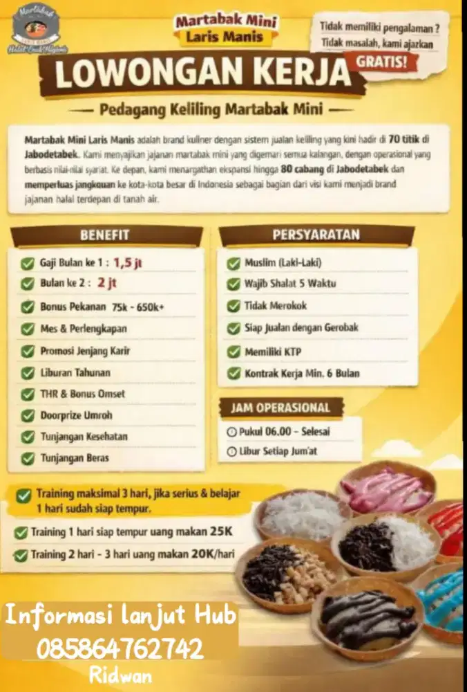 LOKER PEDAGANG KELILING MARTABAK MINI