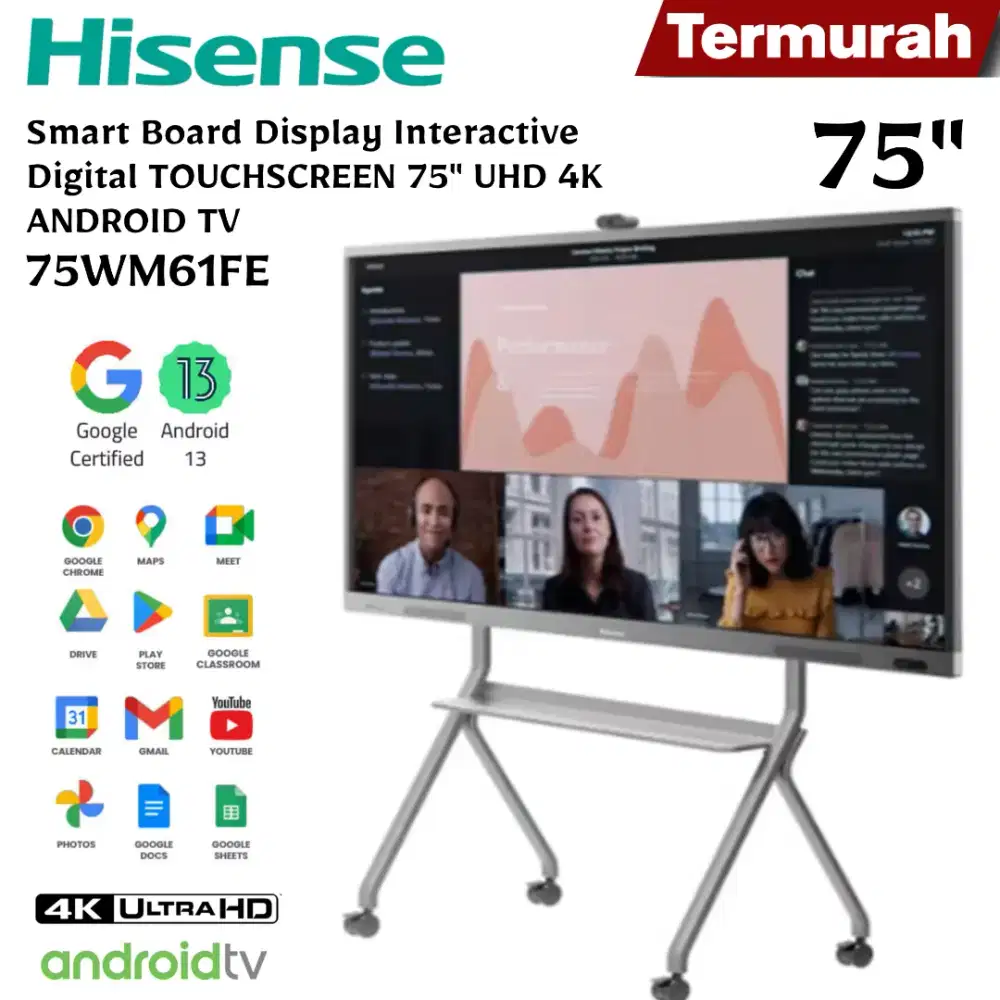 TERMURAH! HISENSE 75 Smart Board Interactive Digital TOUCHSCREEN 4K