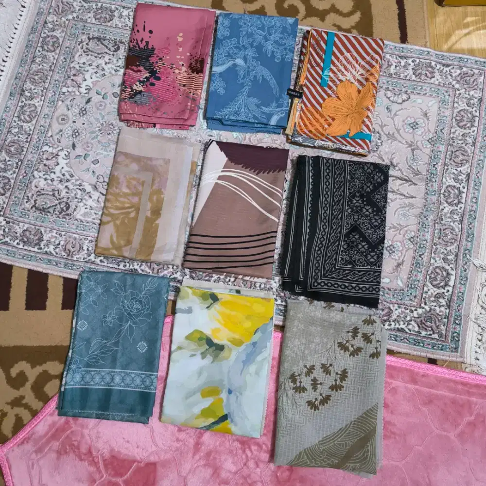 9 buah Hijab Jilbab Segiempat Motif Second