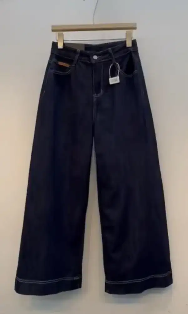 Celana jeans kulot dark navy