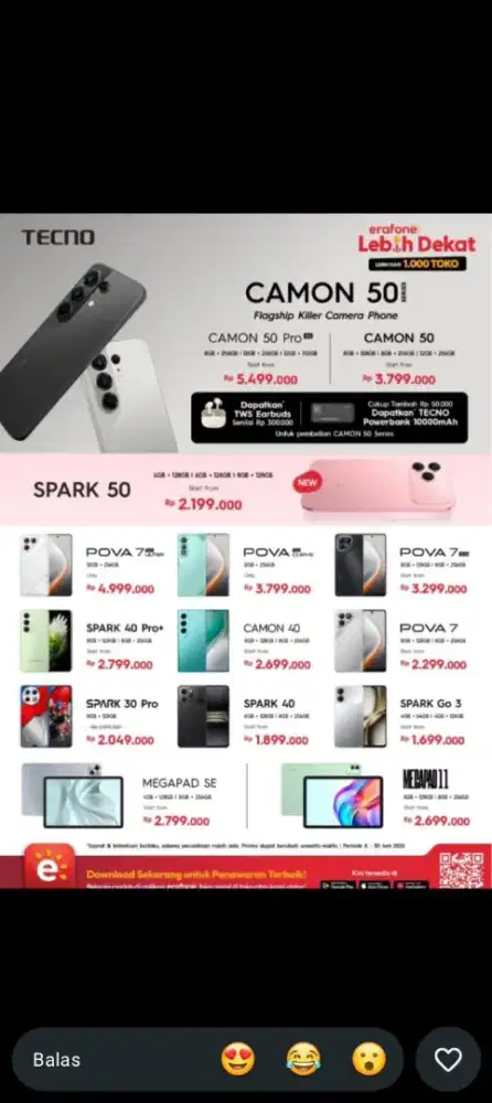 ALL TYPE TECNO GARANSI RESMI