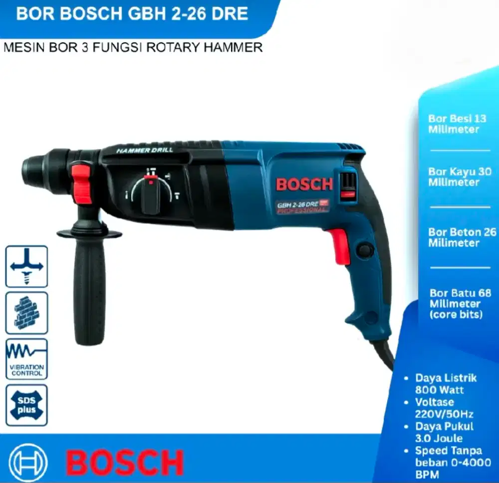 New Bosch rotary hammer drill 3 fungsi mesin bor dan bobok beton