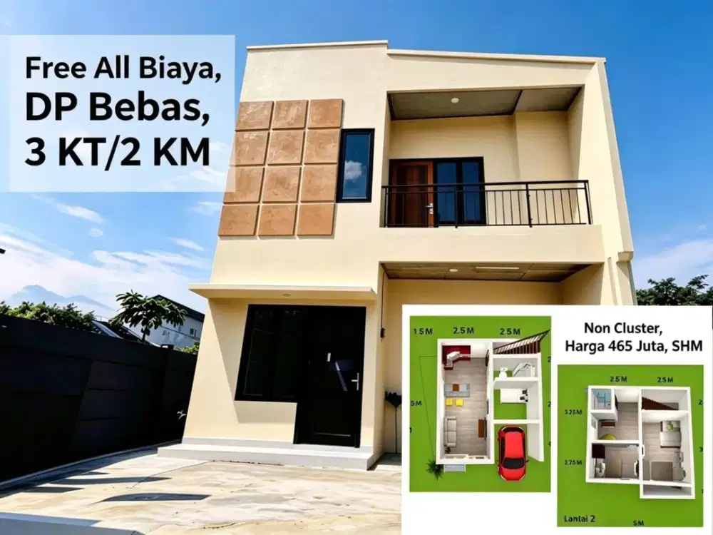 Rumah New 2 Lantai di Pekapuran Sukamaju Baru Tapos Depok - KPR Free ALL Biaya