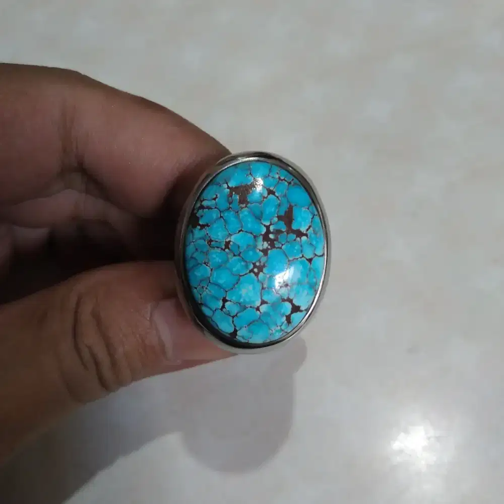 Cincin perak batu pirus mesir ceplok kuro sip