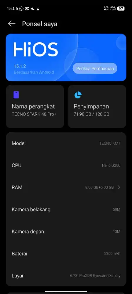 Jual santai hp Tecno spark 40pro plus