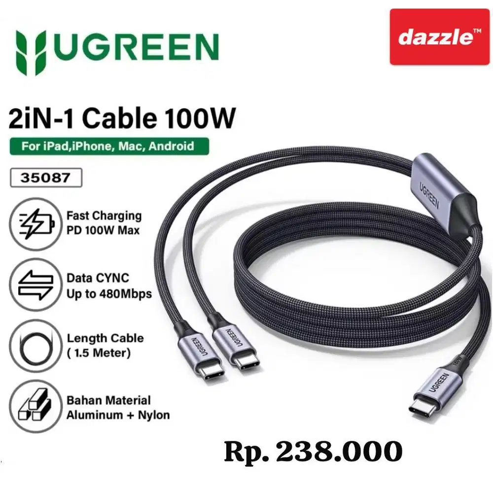 UGREEN 2 in 1 CABLE 100w