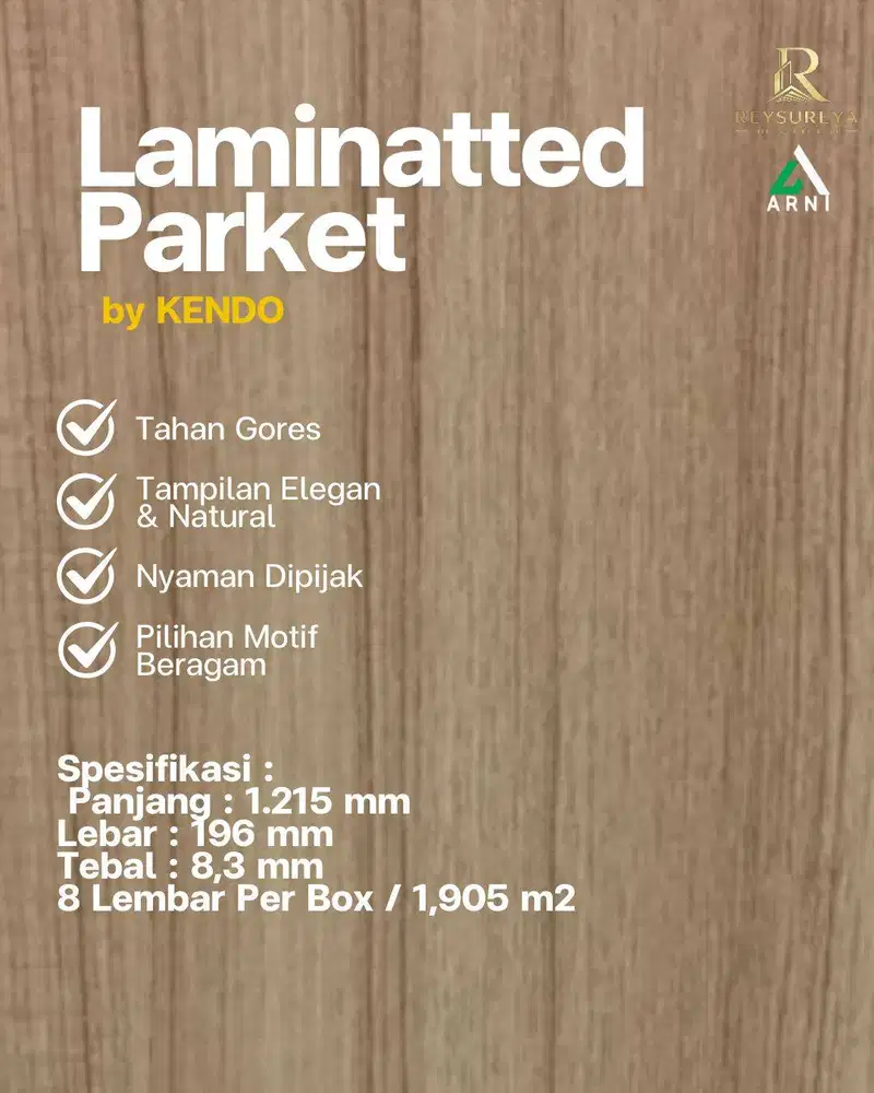 Laminated Parket Kendo/Motif Wood/ Mudah Pasang/ Modern