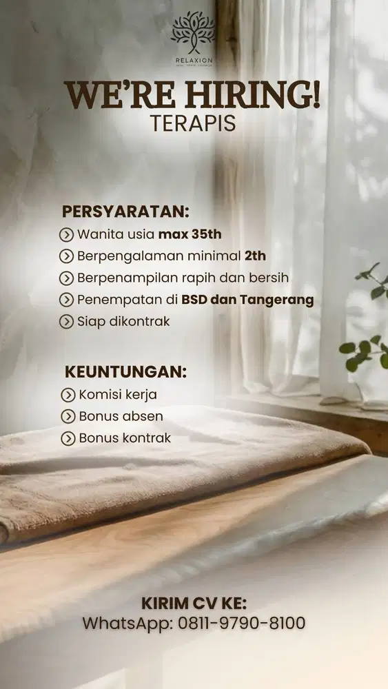LOKER TERAPIS WANITA TANGERANG