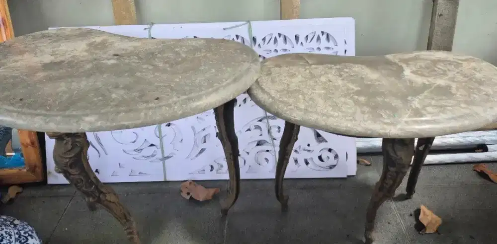 SET 2 MEJA MARMER ANTIK KECIL
