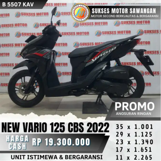 ISTIMEWA VARIO NEW 125 CBS TH 2022 UNIT MULUS BISA KREDIT BERGARANSI