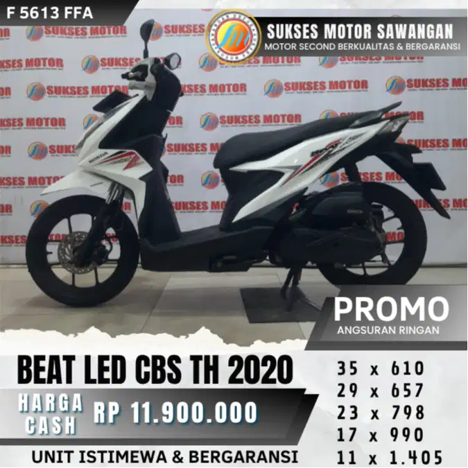 ISTIMEWA HONDA BEAT LED CBS TH 2020 PUTIH MULUS BISA KREDIT BERGARANSI