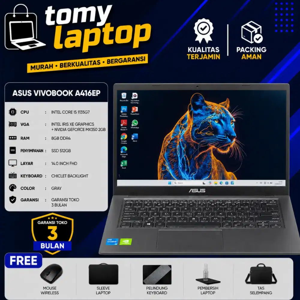ASUS A416EP INTEL. CORE I5 1135G7 NVIDIA GEFORCE MX350 RAM 8 SSD 512GB