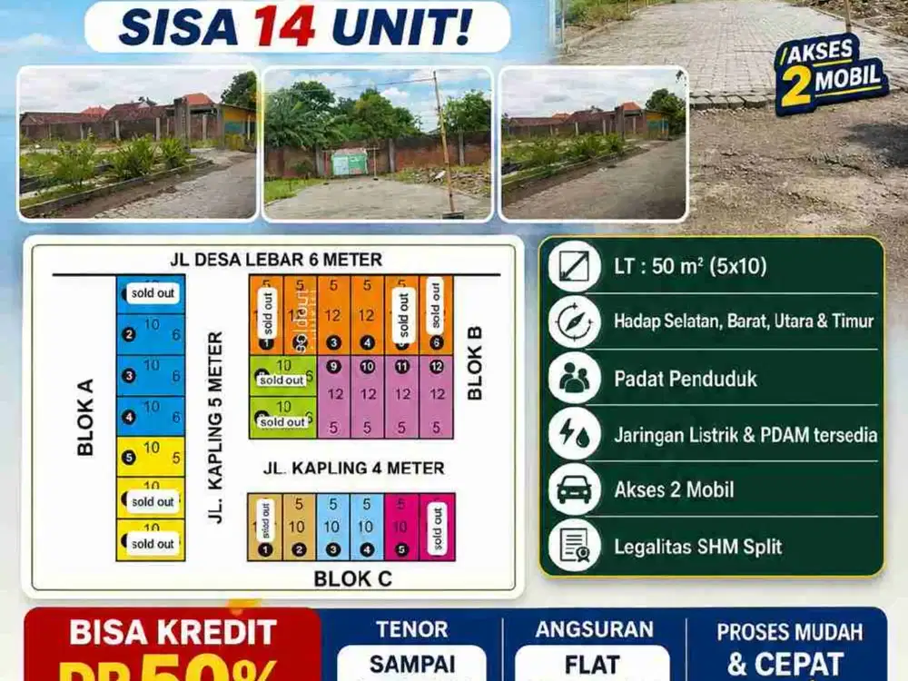 Sisa 14 Unit Tanah Kavling Pekarangan Murah siap Bangun di Semambung, Wonoayu, Sda