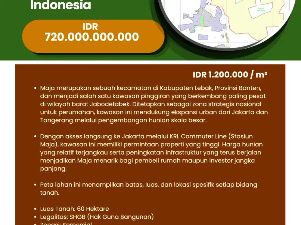 Dijual  lahan Maja  Lebak Banten 60 Hektar