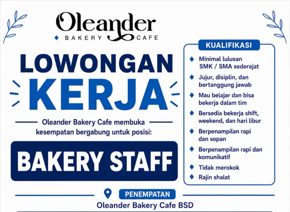 Lowongan Kerja Staff Bakery di BSD Tangsel