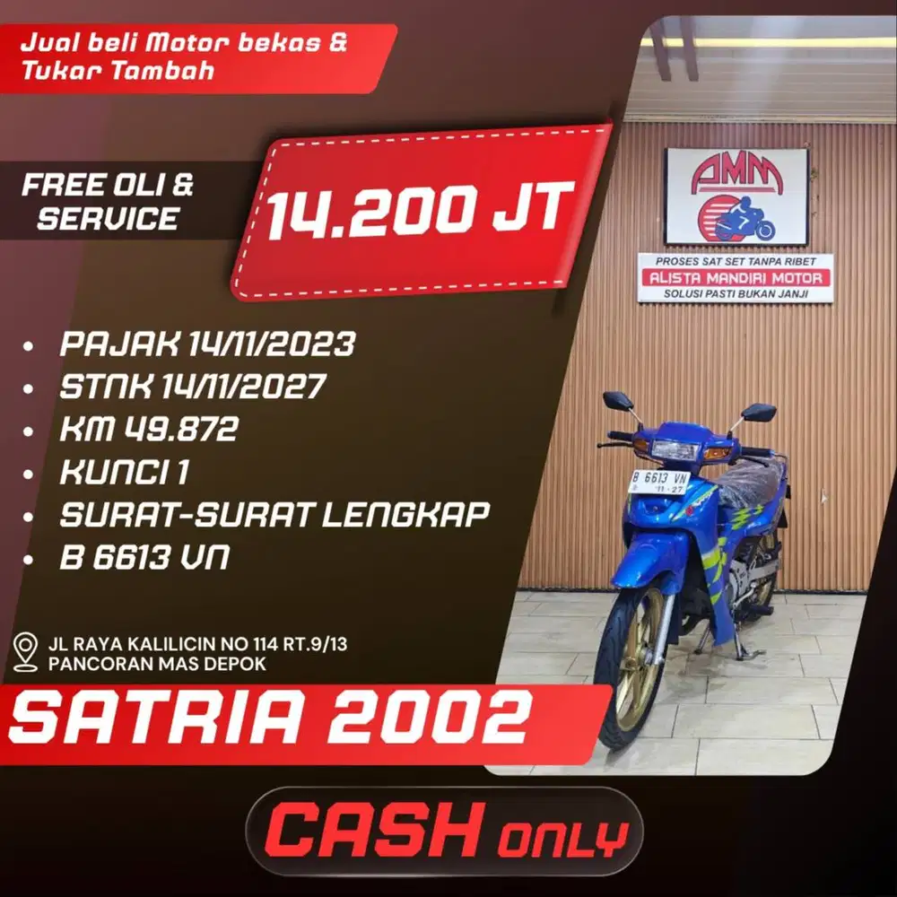 SATRIA 2002 SPAYLATER TOKOPEDIA KREDIVO INDODANA CC CASH ONLY ALISTA