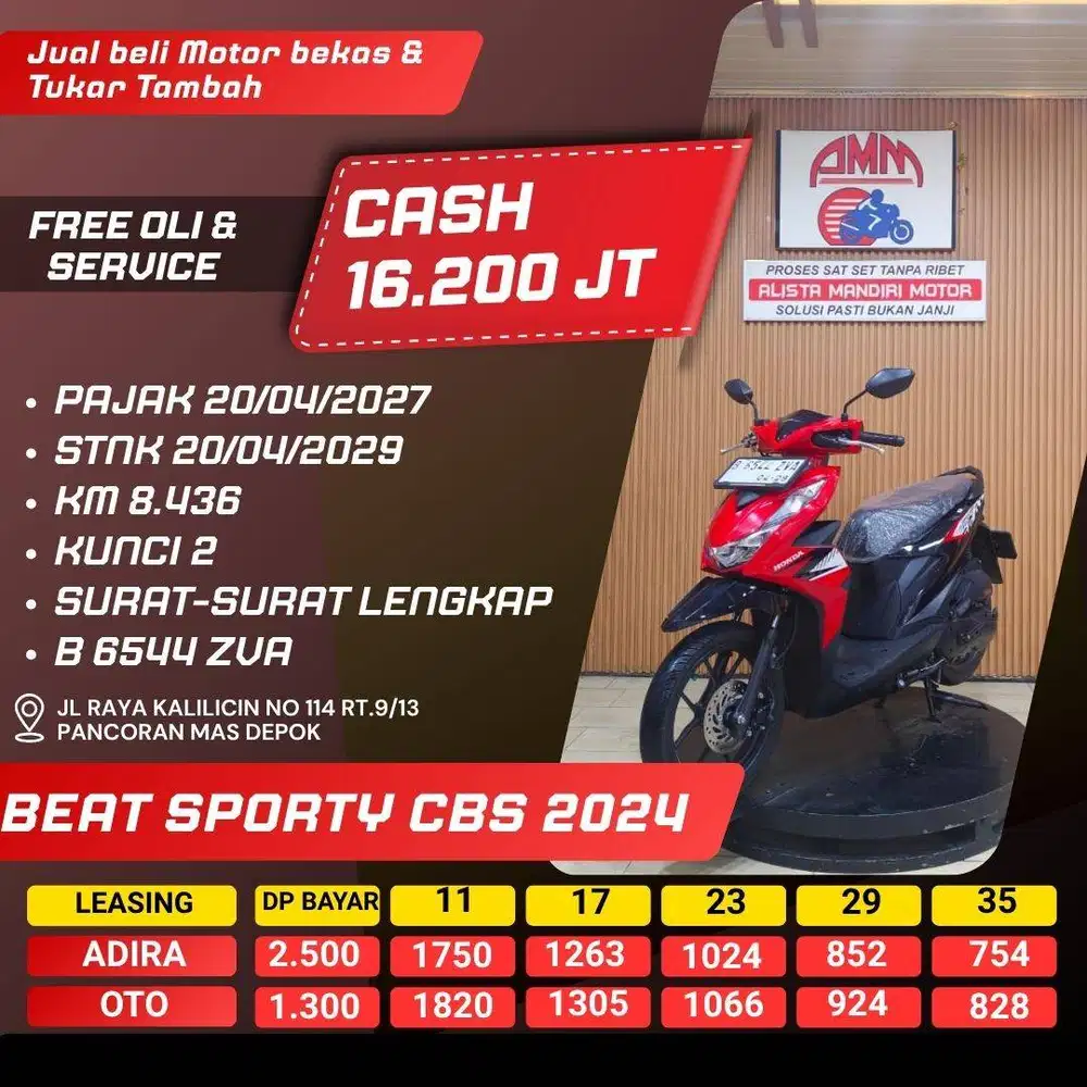 BEAT SPORTY CBS 2024 PAJAK HIDUP KUNCI 2 PAYLATER CASH / KREDIT ALISTA