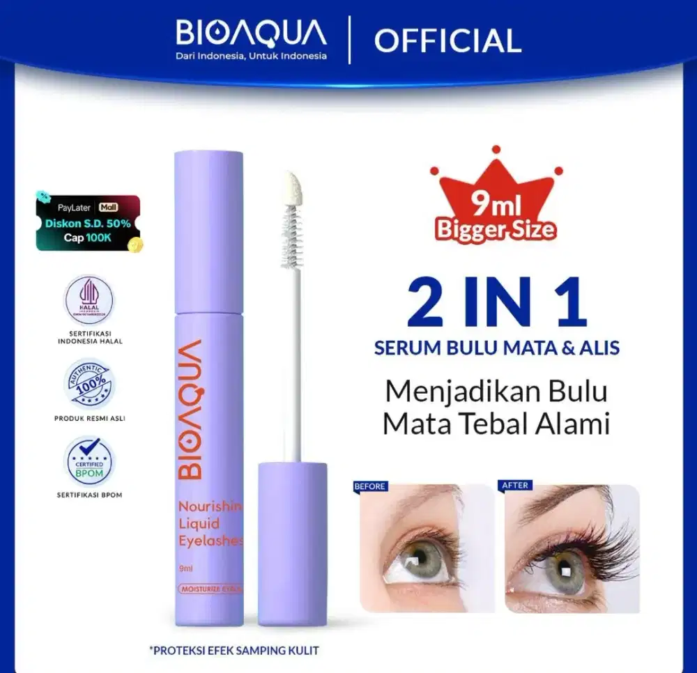 BIOAQUA 2in1 Nourishing Liquid Eyelash Serum Penumbuh&Penebal BuluMata