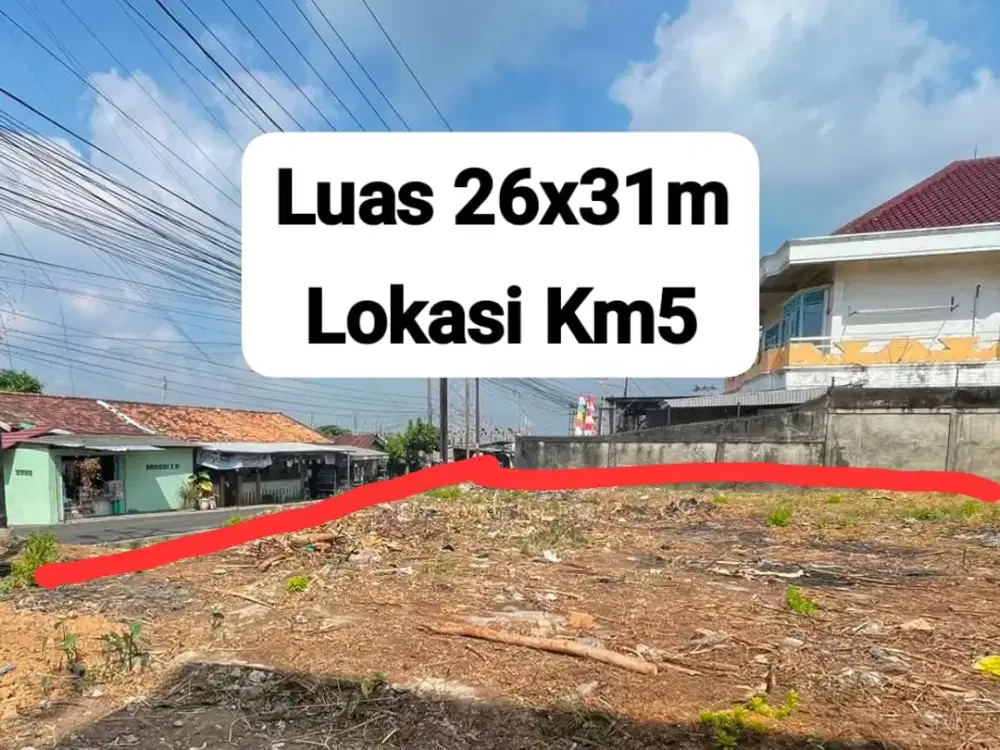 dijual tanah pinggir jalan raya km5 palembang