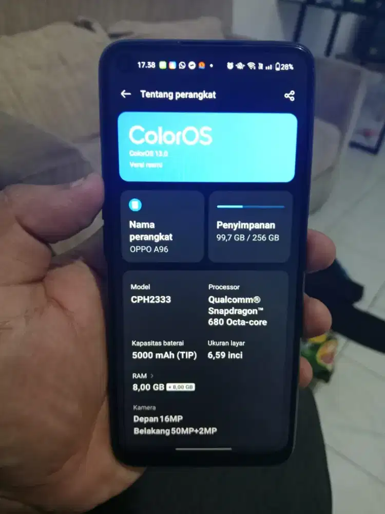 Oppo A96 8/256 GB Nfc kondisi bagus