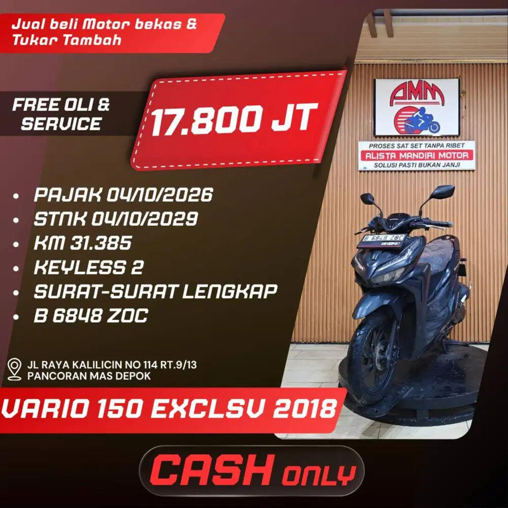 VARIO 150 EXCLSV 2018 PAJAK HIDUP REMOT 2 PAYLATER CC CASH ONLY ALISTA