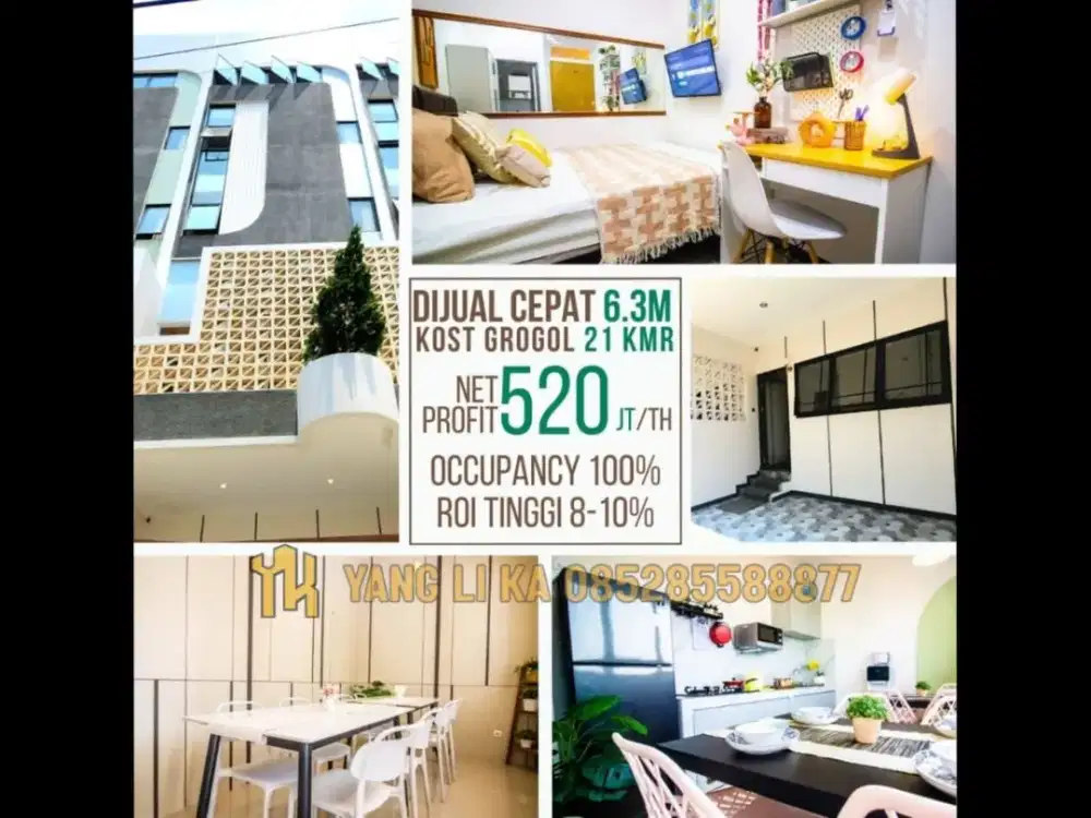 Jual Cepat Kos-kosan 5 Lantai 3 Unit Total 21+1 Kamar Fully Furnished di Grogol Petamburan Jakarta Barat