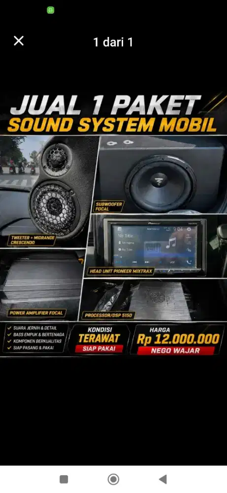 1 PAKET MURAH SOUND SYSTEM MOBIL