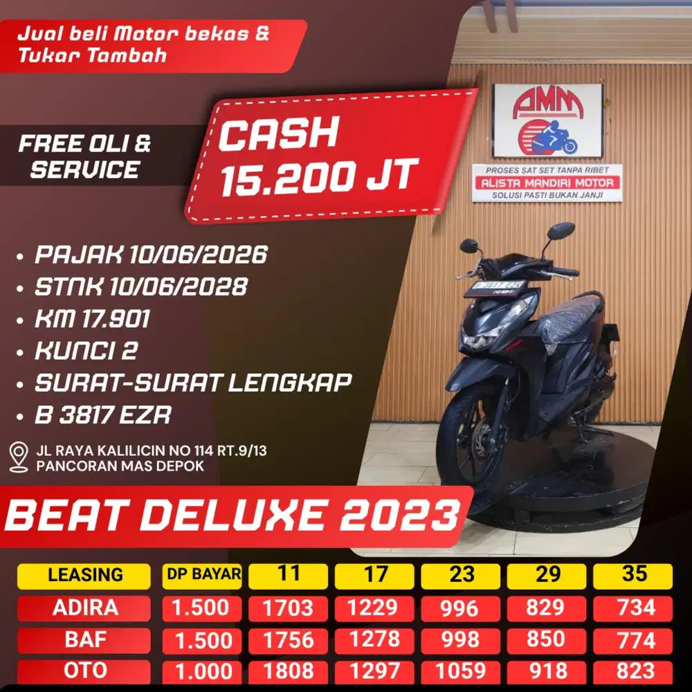 BEAT DELUXE 2023 DP 1 JUTA KUNCI 2 SPAYLATER CC CASH / KREDIT ALISTA