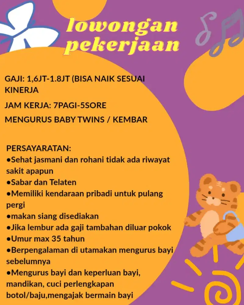 Dibutuhkan Baby Siter