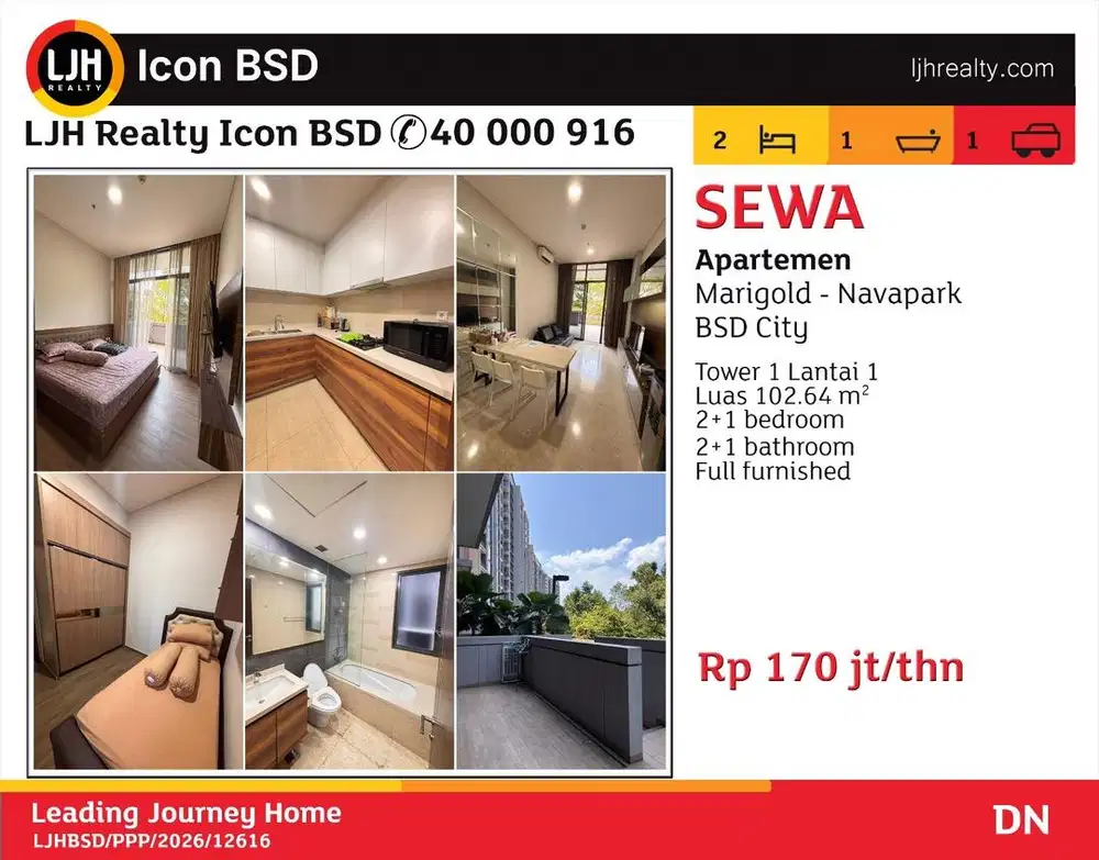 Di sewakah Apartement Di Navapark Marigold BSD