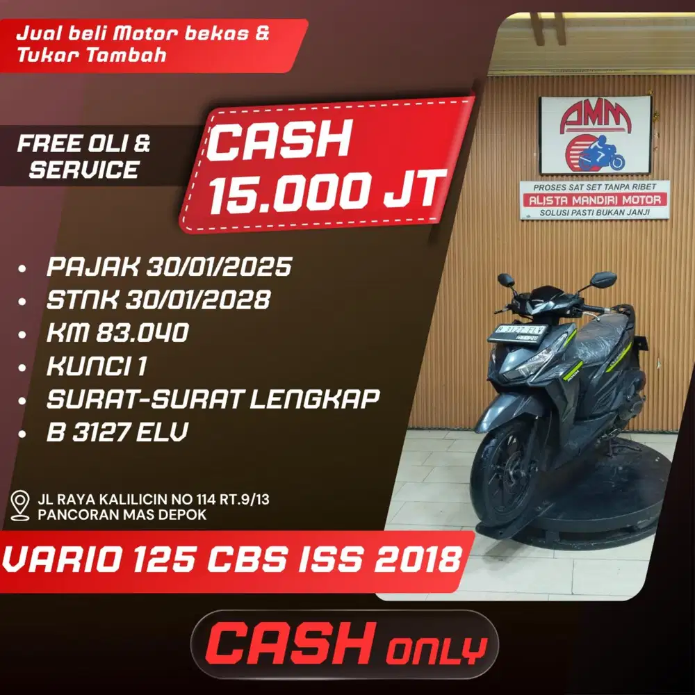 VARIO 125 CBS ISS 2018 SPAYLATER ALLOBANK TOKOPEDIA CASH ONLY ALISTA