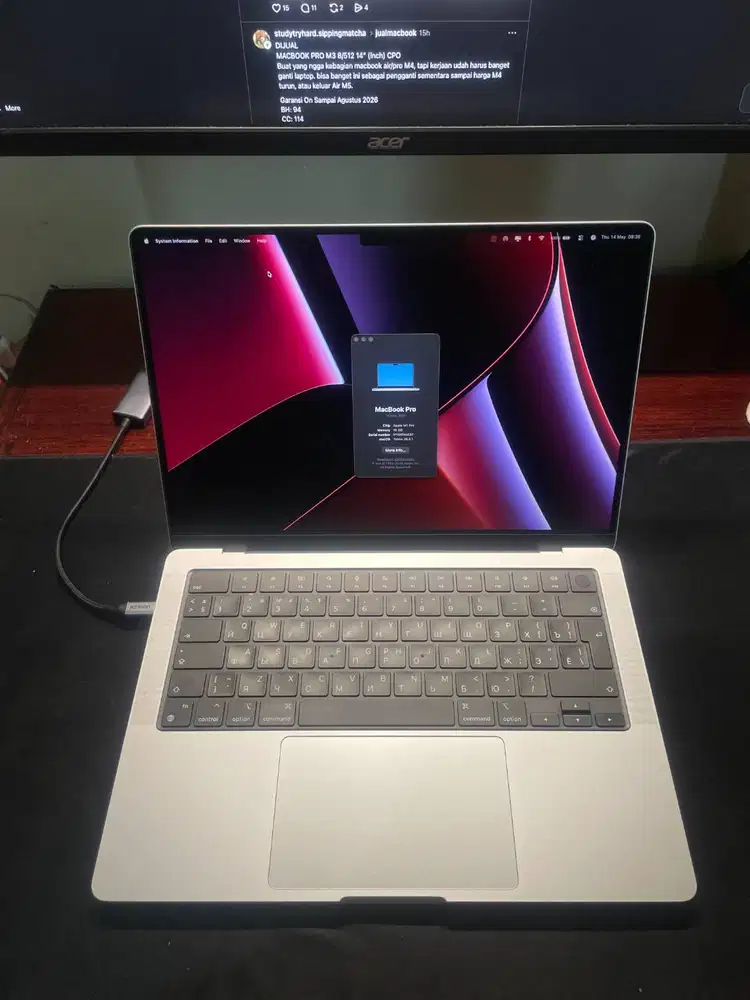 Macbook Pro 14 inch 2021 Chip M1 Pro RAM 16GB SSD 512GB (Second)