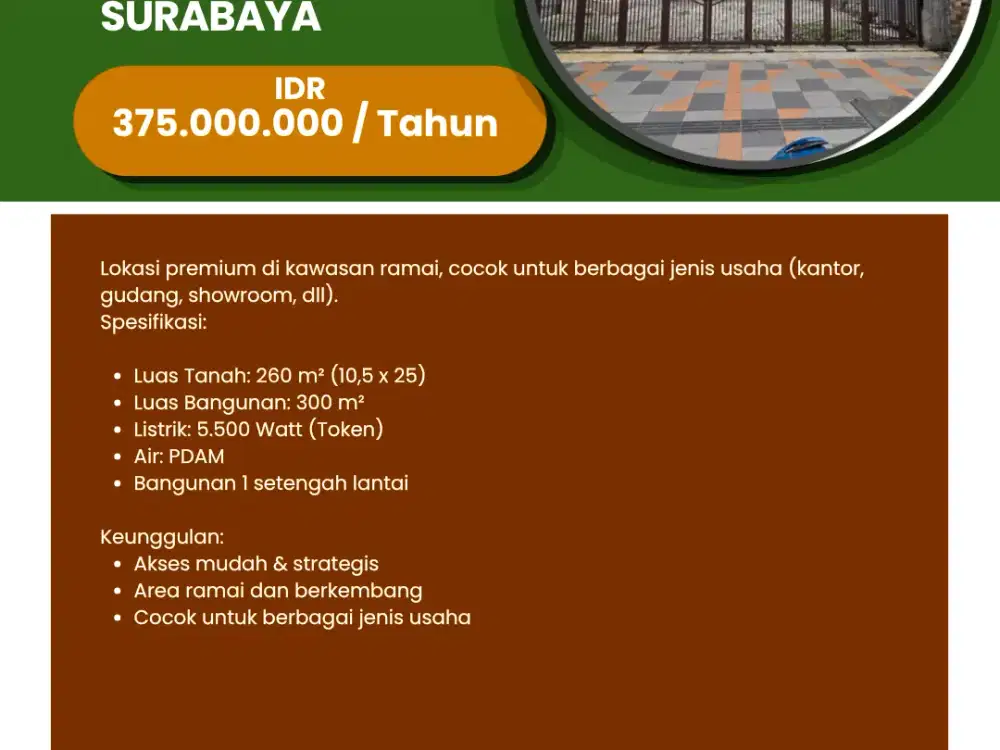 DISEWAKAN  RUKO STRATEGIS PERAK TIMUR SURABAYA