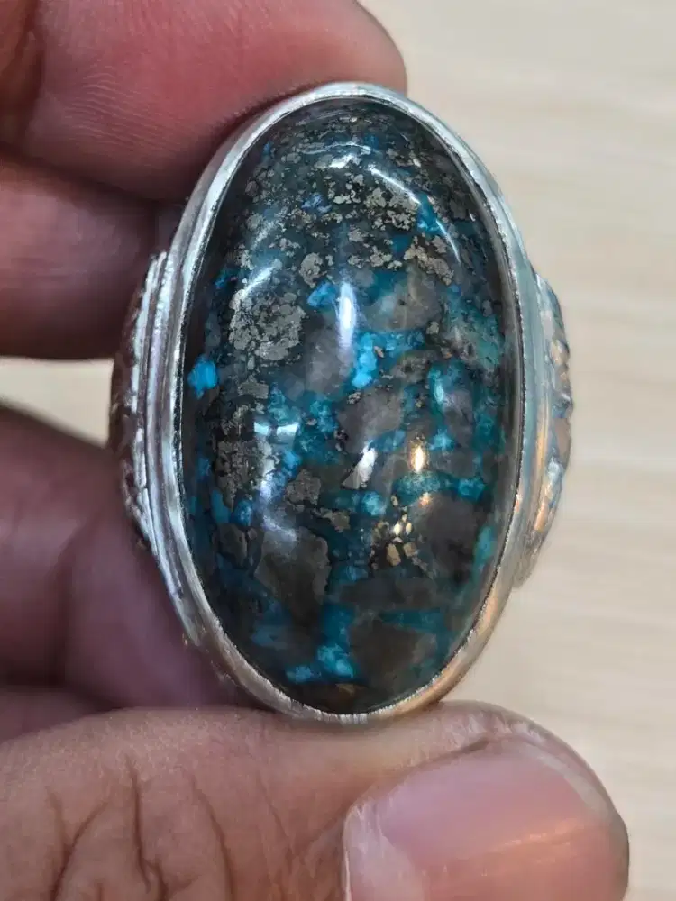 Natural Pirus Persia Badar Turquoise Dim 34x19 Ring Koin