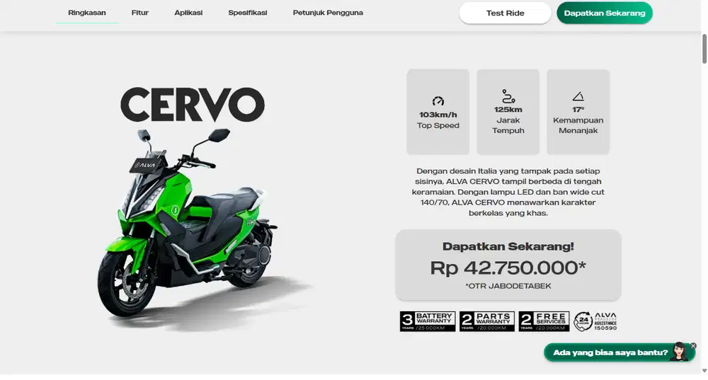 ALVA CERVO OLD 2023 MOTOR LISTRIK KEREN FITURISTIK