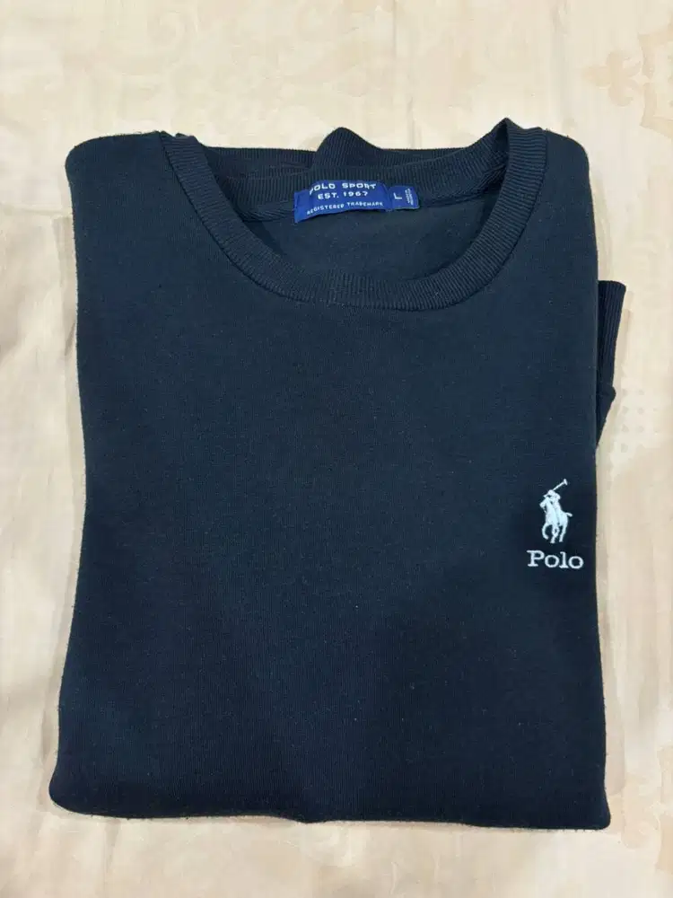 Baju Sweater Pria Polo Sports Mens Sweatshirt Black Hitam