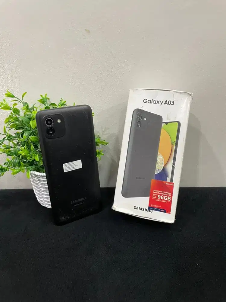 Samsung A03 4/64 Black SEIN mulus Kelengkapan Hp Dus Sinyal Permanent