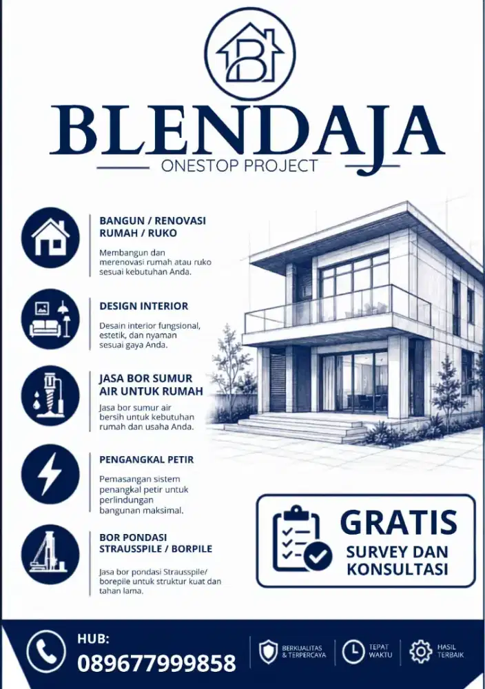 Jasa Build/Renov,Interior,Bor Sumur,Bor Pondasi, Penangkal Petir