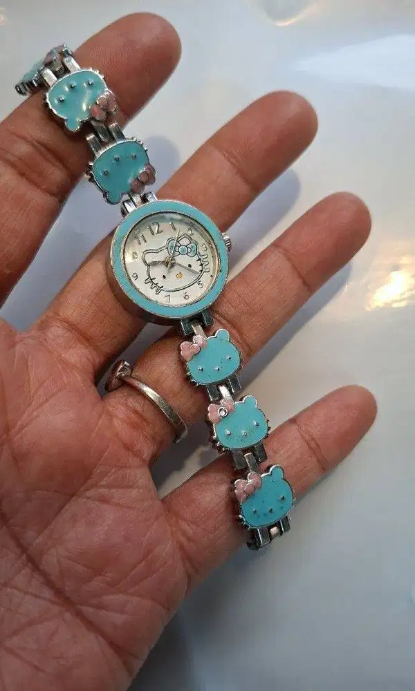 Jam Tangan Anak / Remaja Perempuan Hello Kitty Vintage Blue Enamel Str