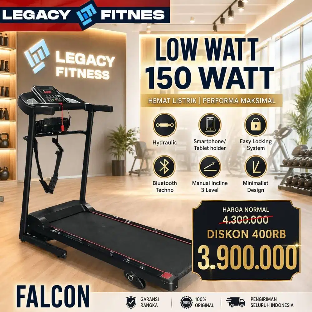 Treadmill Listrik Low Watt 150watt Sudah ada Massager