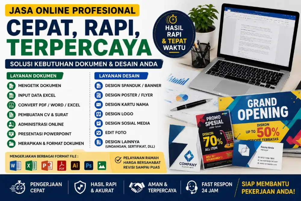 Jasa Mengetik, Excel, Desain Spanduk & Banner Murah
