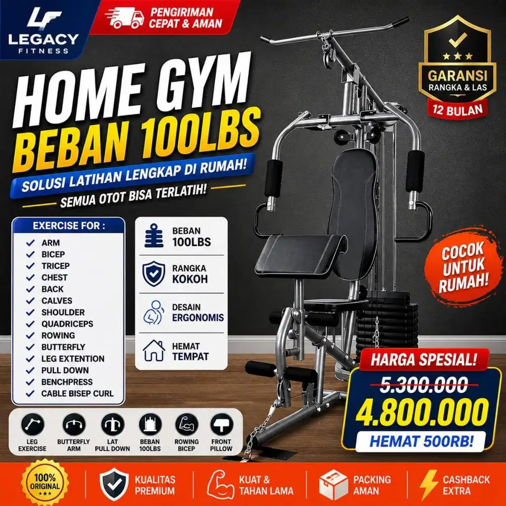 Home Gym 100LBS Cocok Untuk Rumahan Berbagai Gerakan