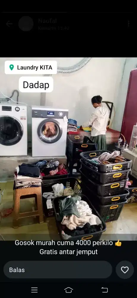 Dibutuhkan Karyawati laundry yang bisa setrika