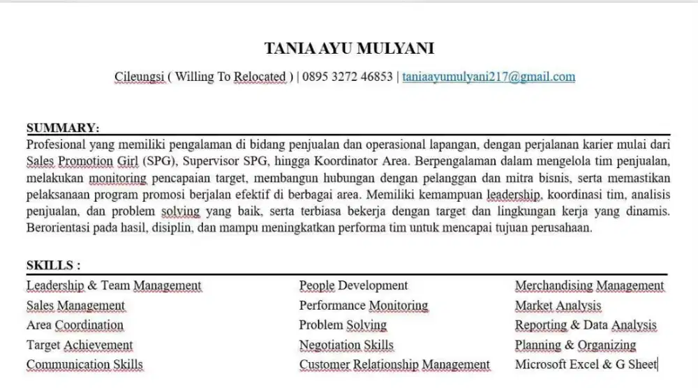 Info lowongan pekerjaan dimna saja terutama retail